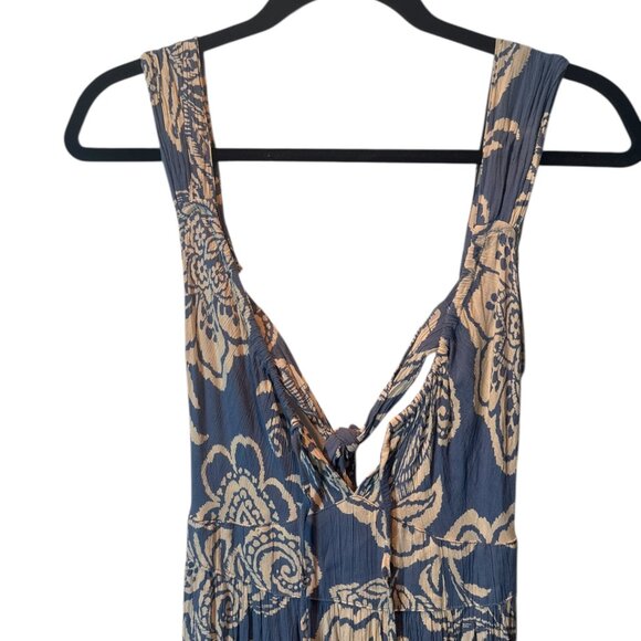 Angie Blue Floral Boho Tie-Front Maxi Dress | Women’s Size Large - Picture 5 of 5